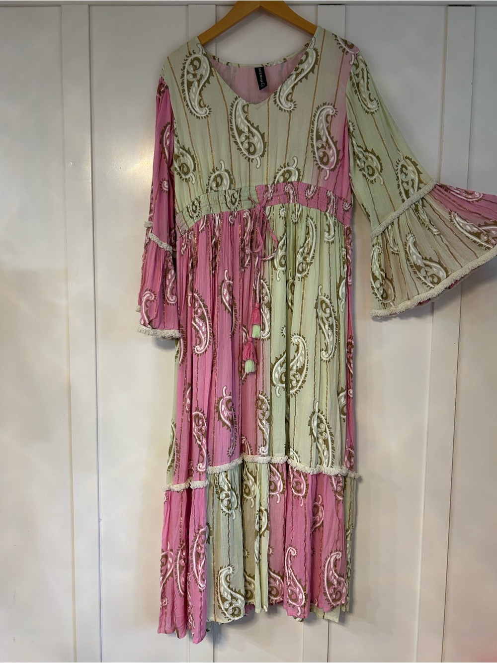 Me 2 Magic paisley flare sleeve boho maxi dress